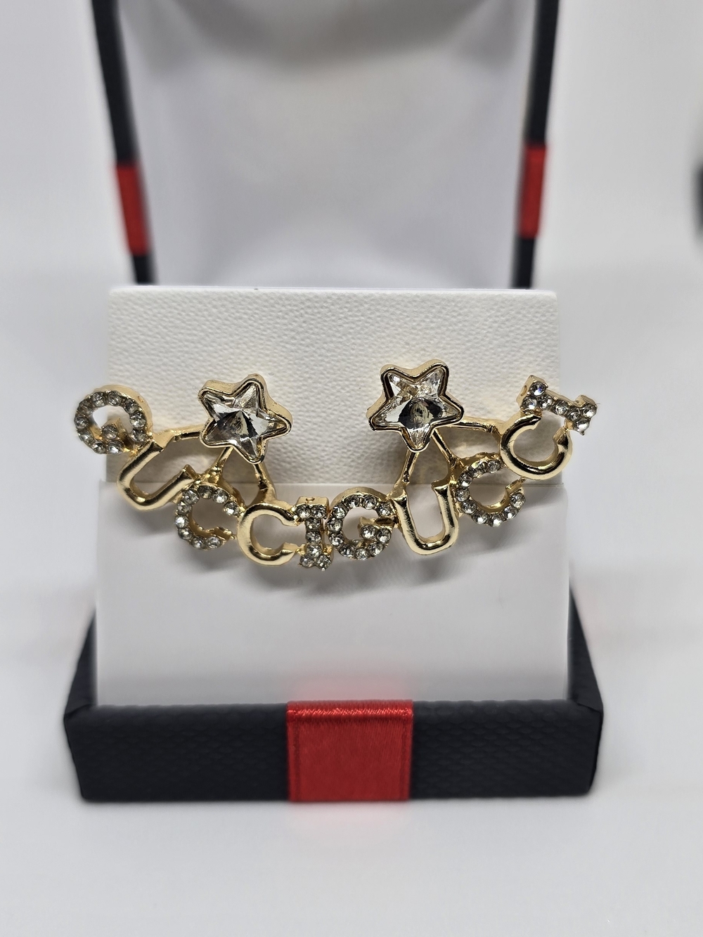 Gold-tone Star & Crystal Link Ear Cuff Set